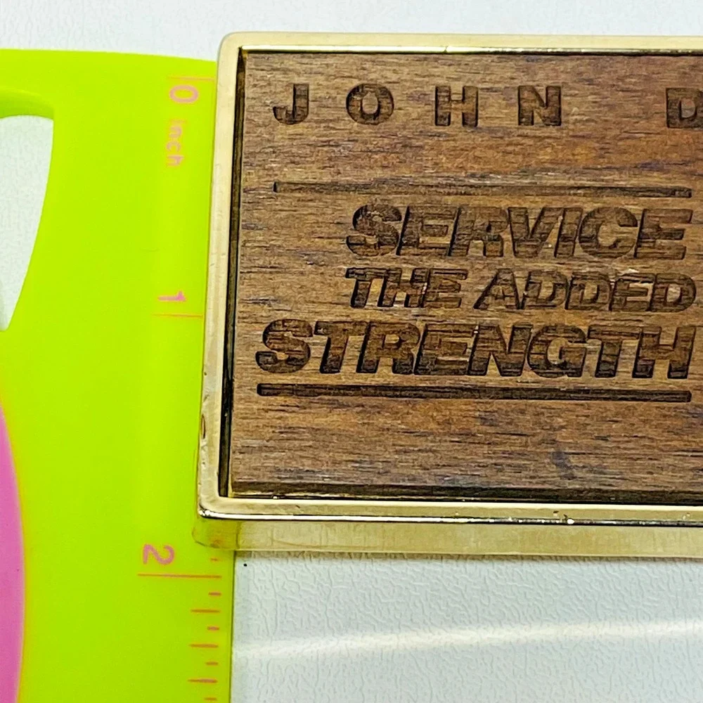 John‎ Deere Employee Service The Added Strength Wooden Belt Buckle 1985 Wood USA